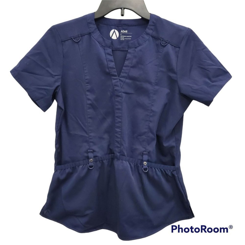 Adar Responsive Collection‎ Women's Navy EMS EMT First Responder Scrub Top Sz S